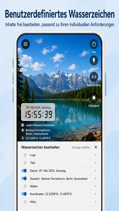 StampCam-Ansicht: Foto mit Zeit-, Adress- und GPS-Wasserzeichen (android 2)