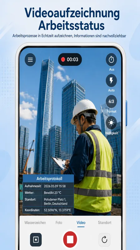 StampCam-Ansicht: Foto mit Zeit-, Adress- und GPS-Wasserzeichen (android 4)