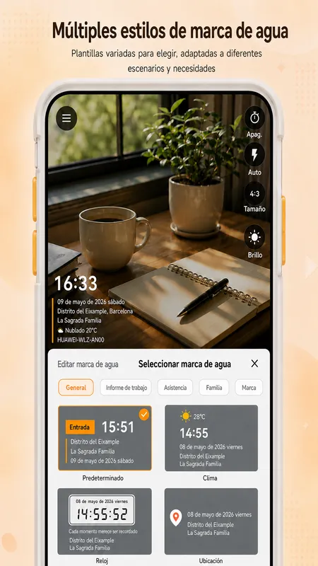 Pantalla de StampCam: foto con marca de agua de hora, dirección y GPS (android 3)