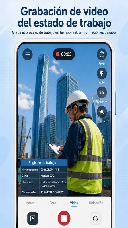 Pantalla de StampCam: foto con marca de agua de hora, dirección y GPS (android 4)