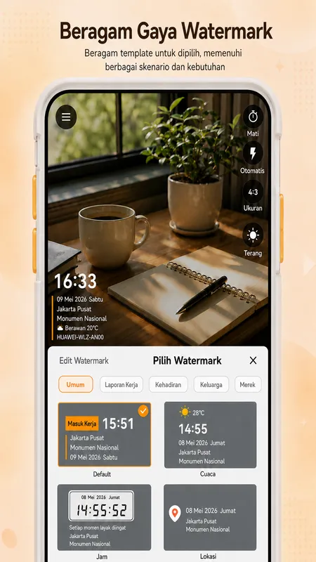 Layar StampCam: foto dengan watermark waktu, alamat, dan GPS (android 3)