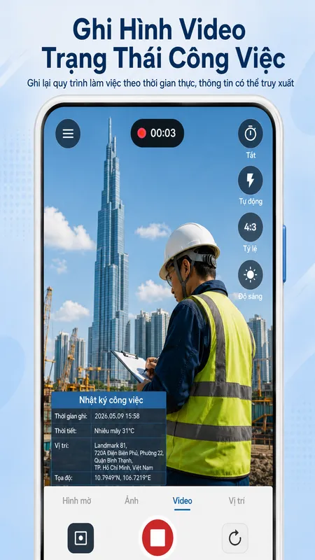 Màn hình StampCam: ảnh có hình mờ thời gian, địa chỉ và tọa độ GPS (android 4)