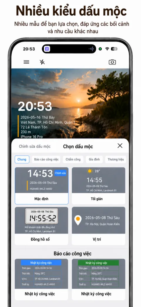 Màn hình StampCam: ảnh có hình mờ thời gian, địa chỉ và tọa độ GPS (ios 3)