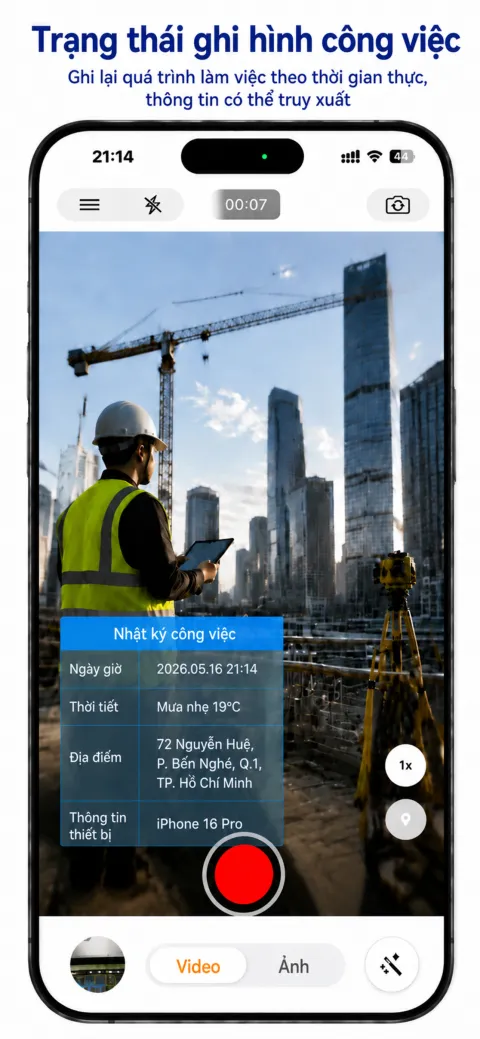 Màn hình StampCam: ảnh có hình mờ thời gian, địa chỉ và tọa độ GPS (ios 4)